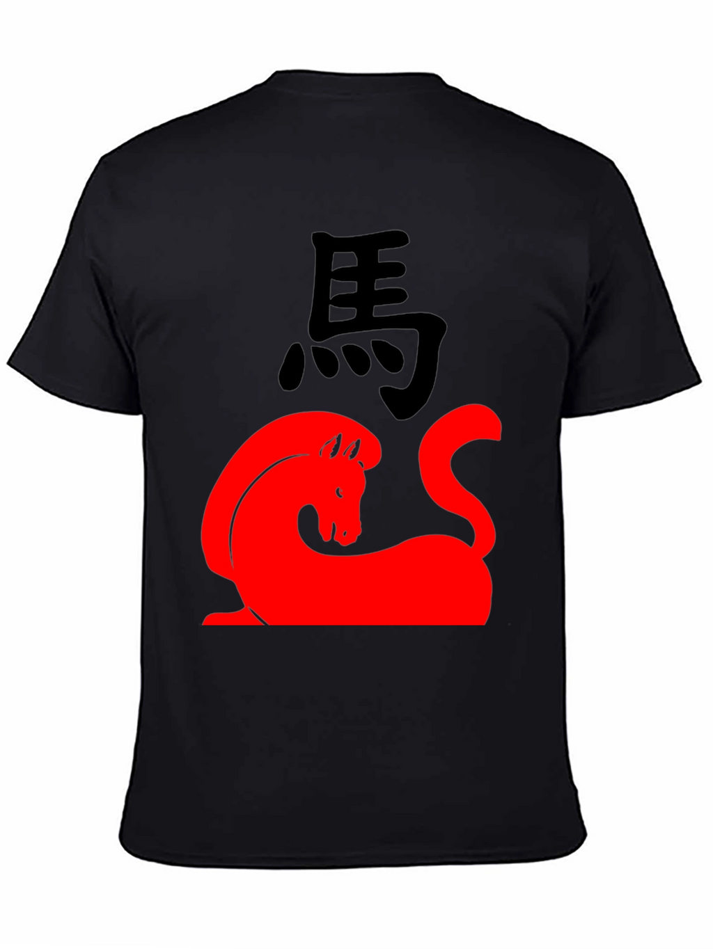 Red Horse Graphic Black T-Shirt