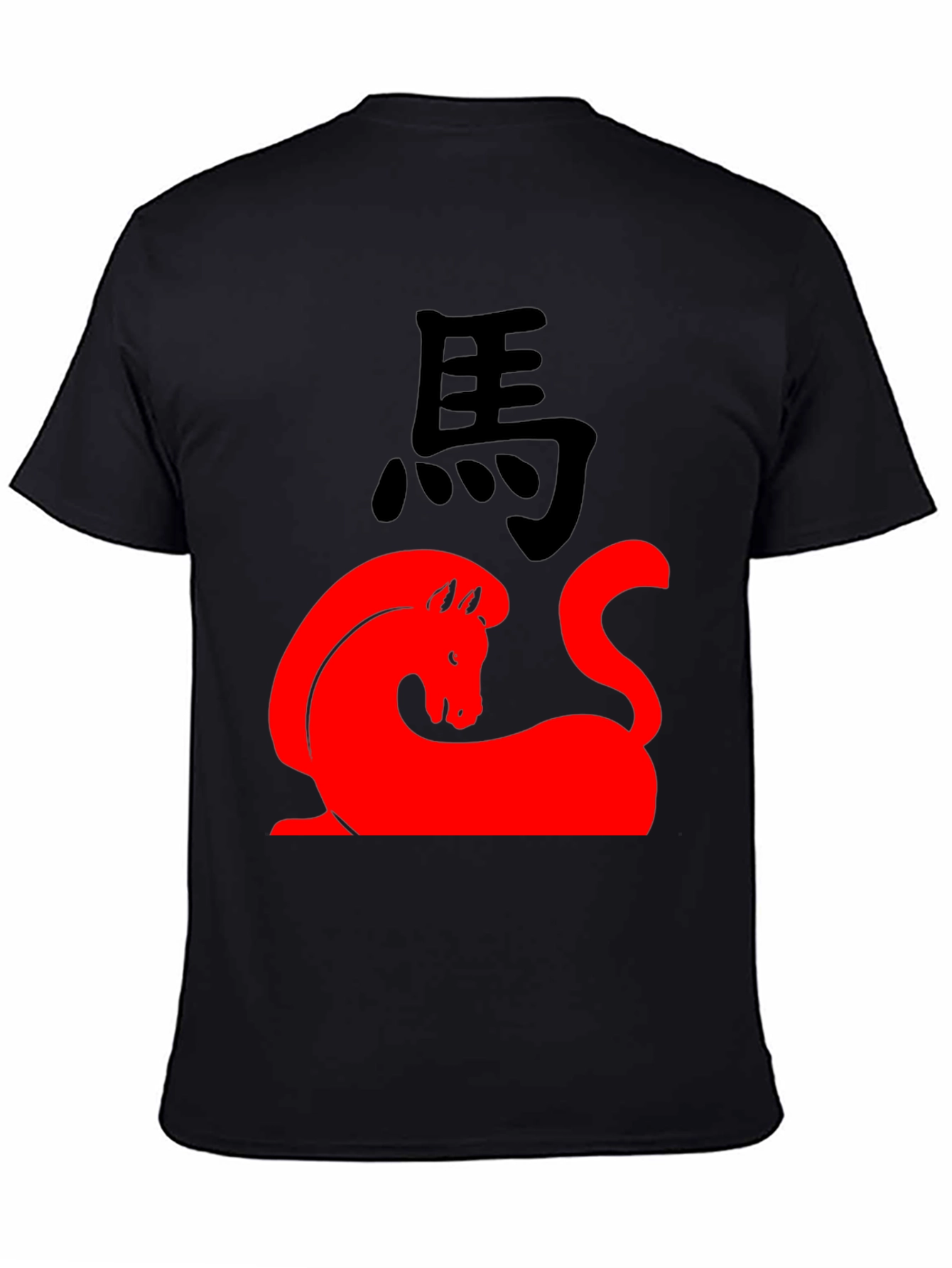 Red Horse Graphic Black T-Shirt