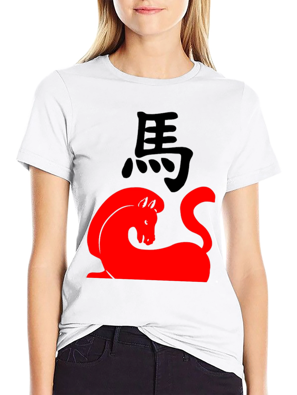 Red Horse Graphic Black T-Shirt