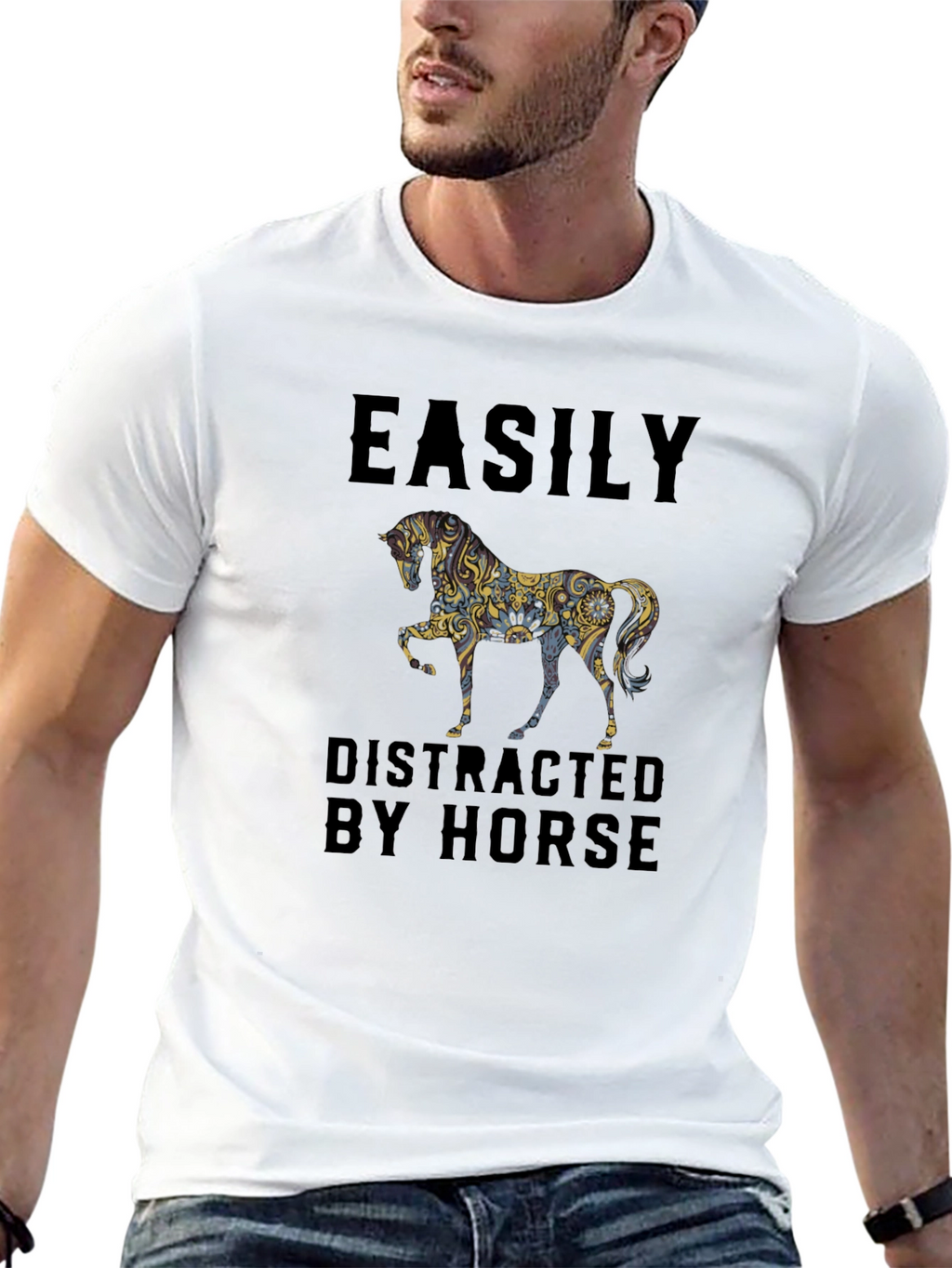 Easily Distracted By Horse Graphic Tee
