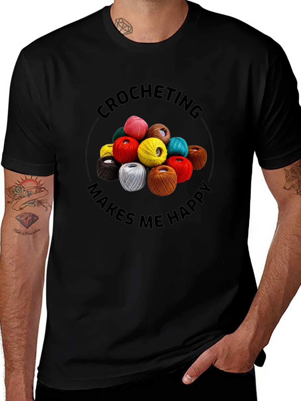 Crocheting Makes Me Happy Graphic Tee