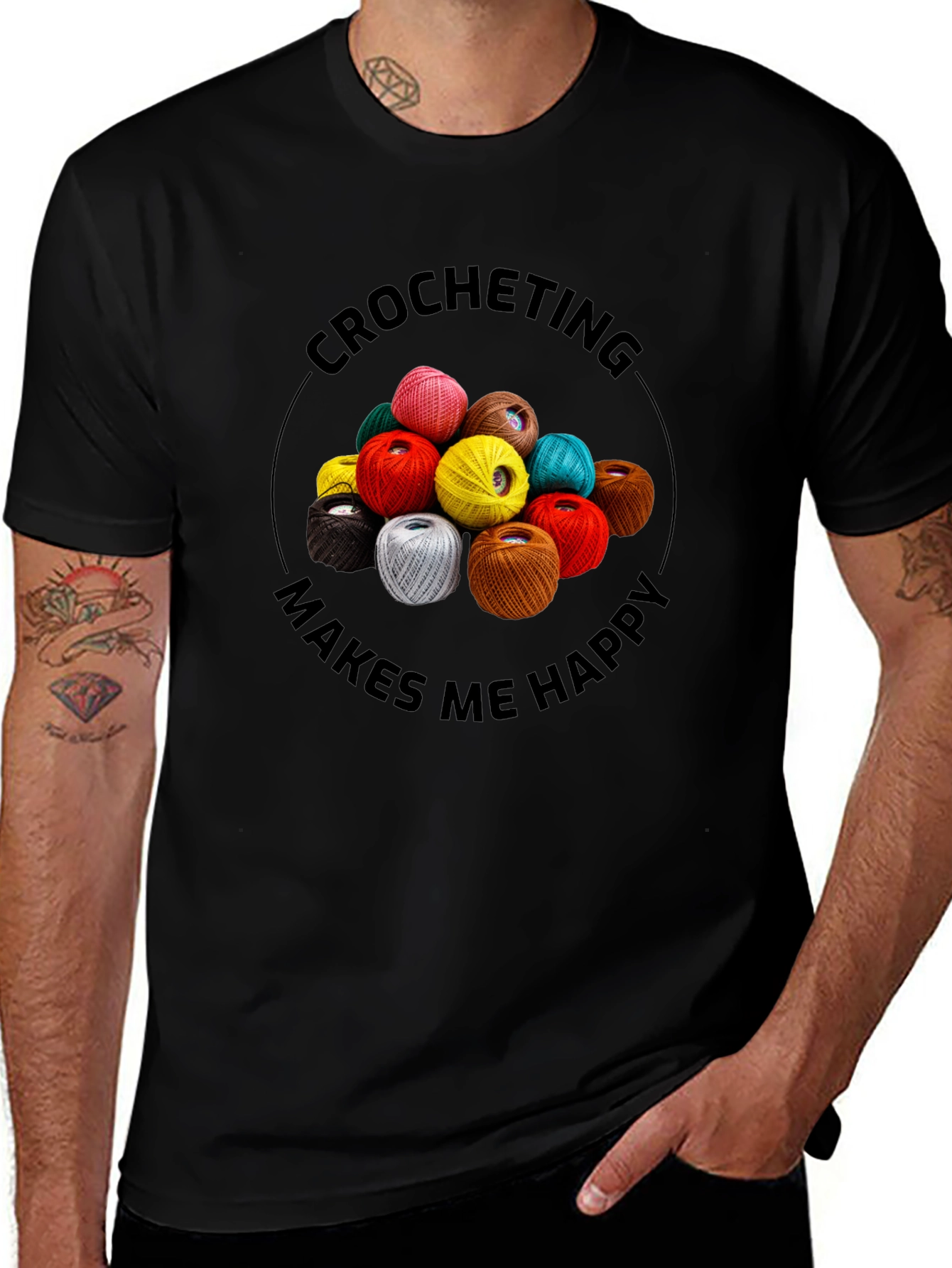 Crocheting Makes Me Happy Graphic Tee