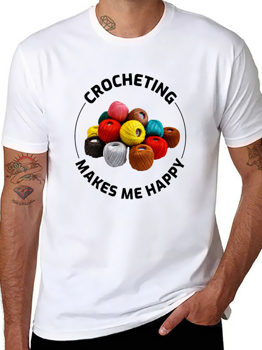Crocheting Makes Me Happy Graphic Tee