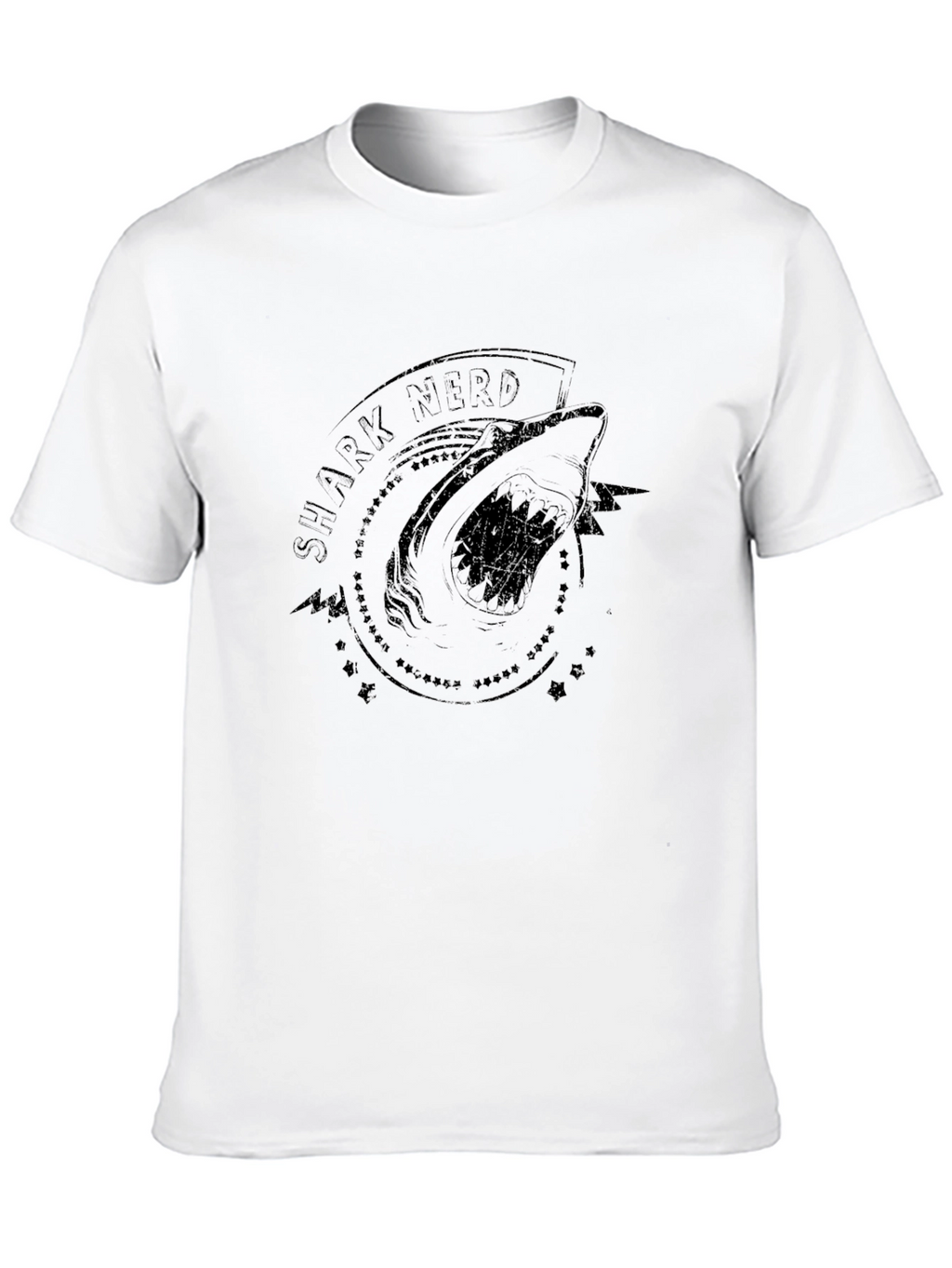 Shark Nerd Graphic Tee - Black Cotton T-Shirt