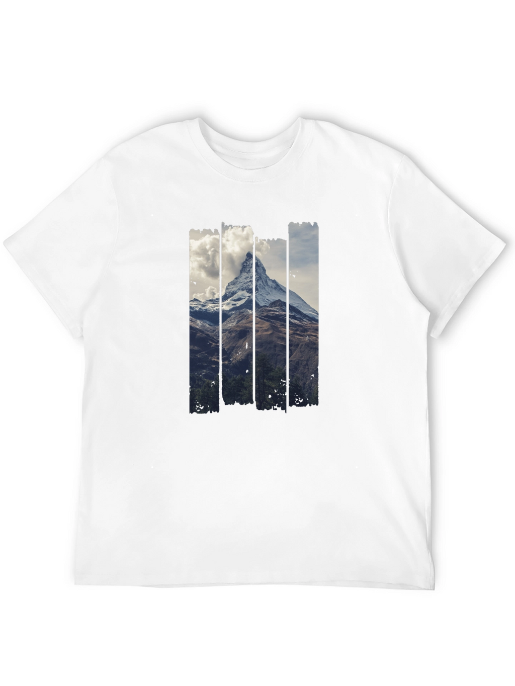 Mountain Peak Graphic Print Mens Black T-Shirt