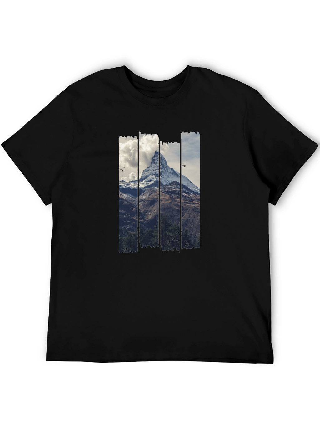 Mountain Peak Graphic Print Mens Black T-Shirt