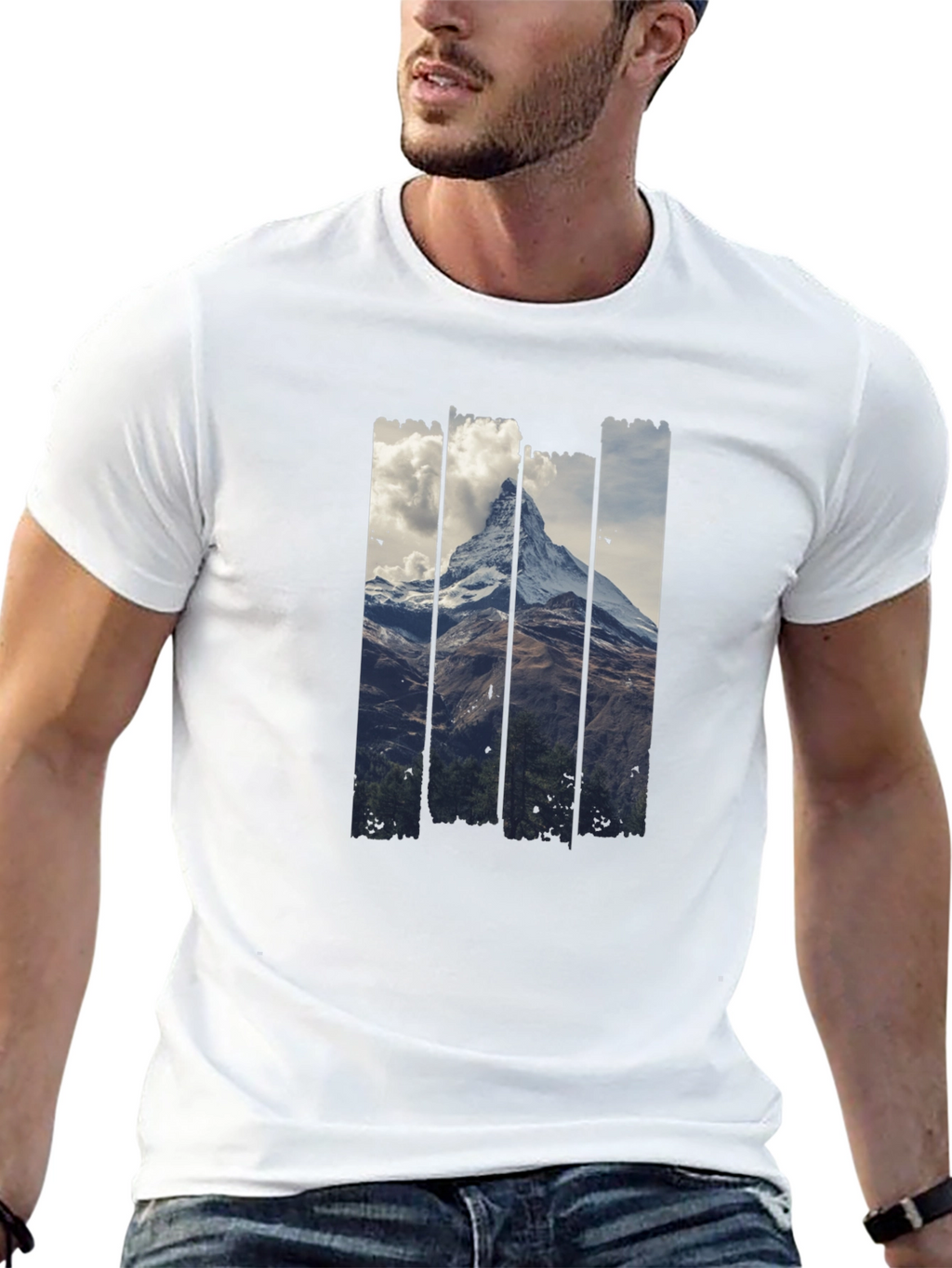 Mountain Peak Graphic Print Mens Black T-Shirt