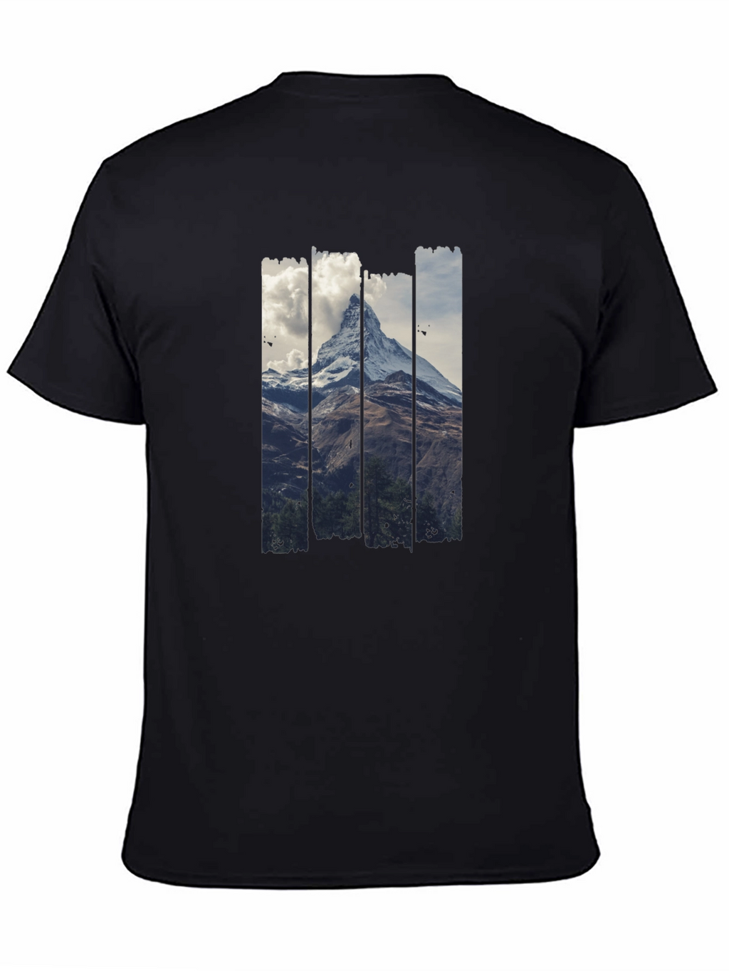 Mountain Peak Graphic Print Mens Black T-Shirt