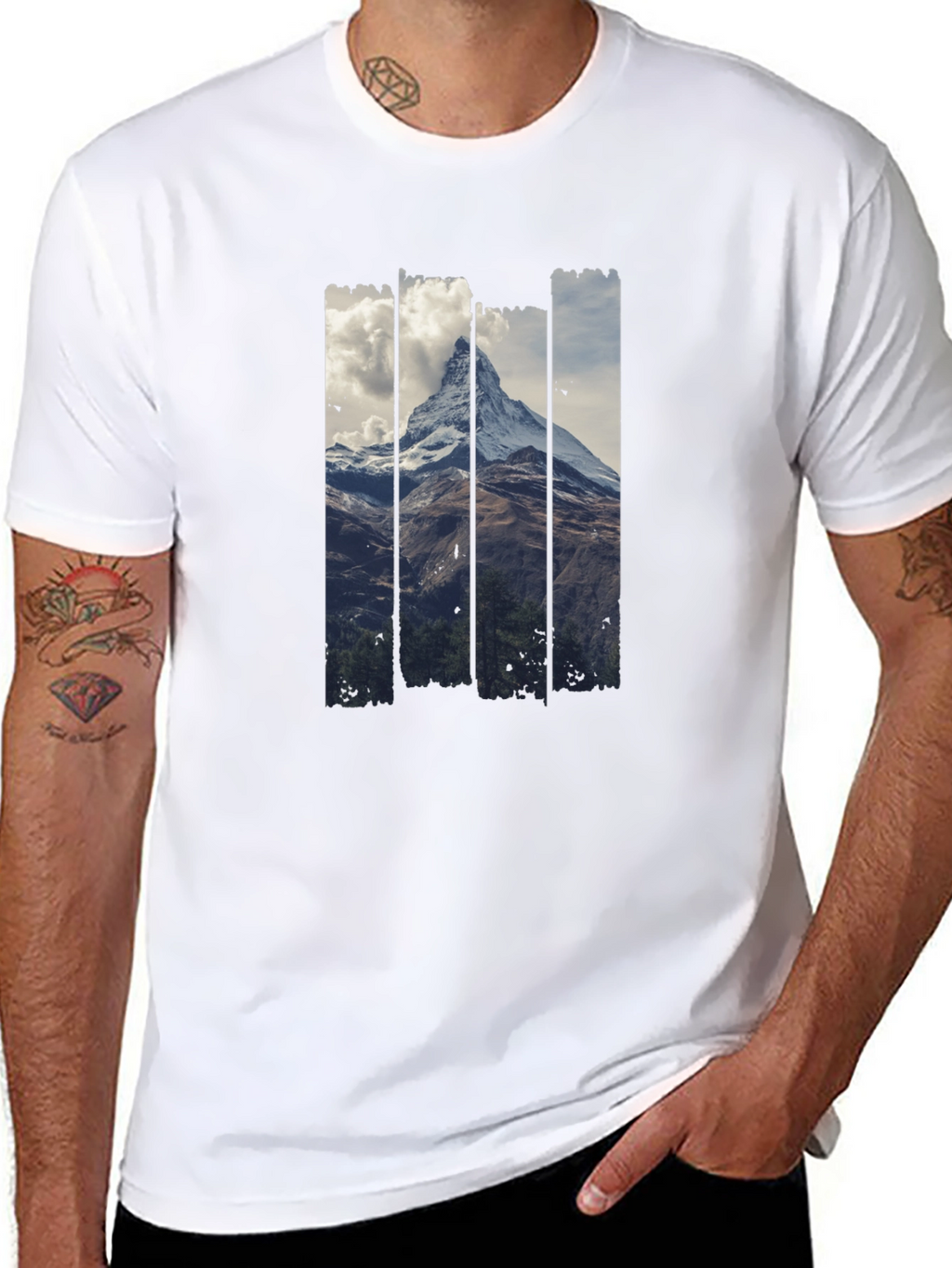 Mountain Peak Graphic Print Mens Black T-Shirt