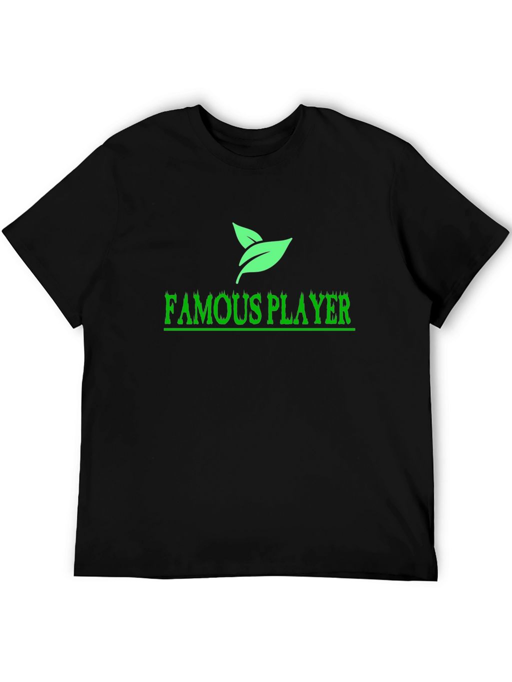 Famous Player Black T-Shirt with Leaf Design
