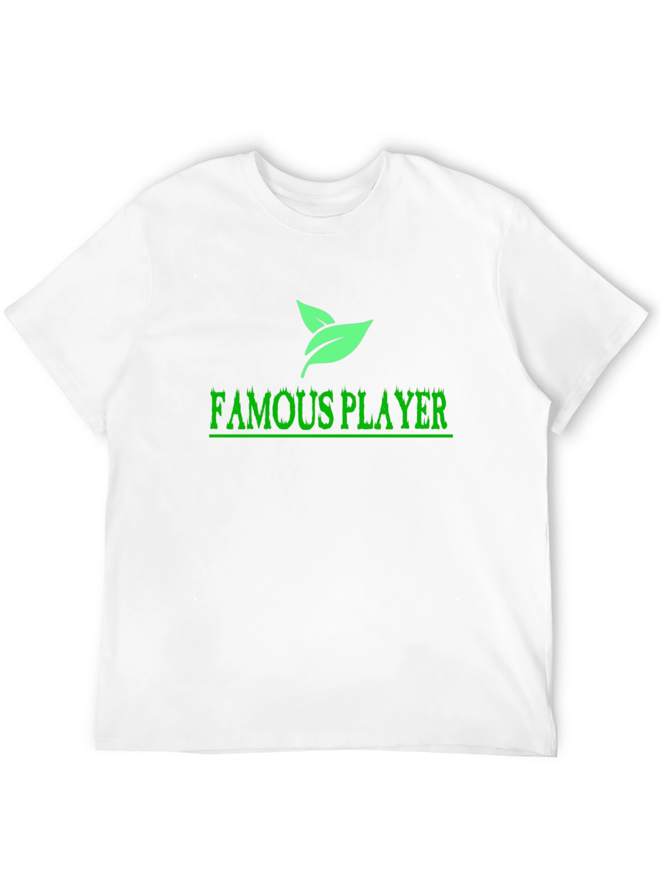 Famous Player Black T-Shirt with Leaf Design
