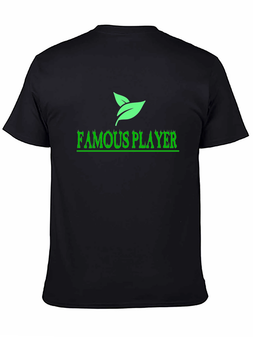 Famous Player Black T-Shirt with Leaf Design