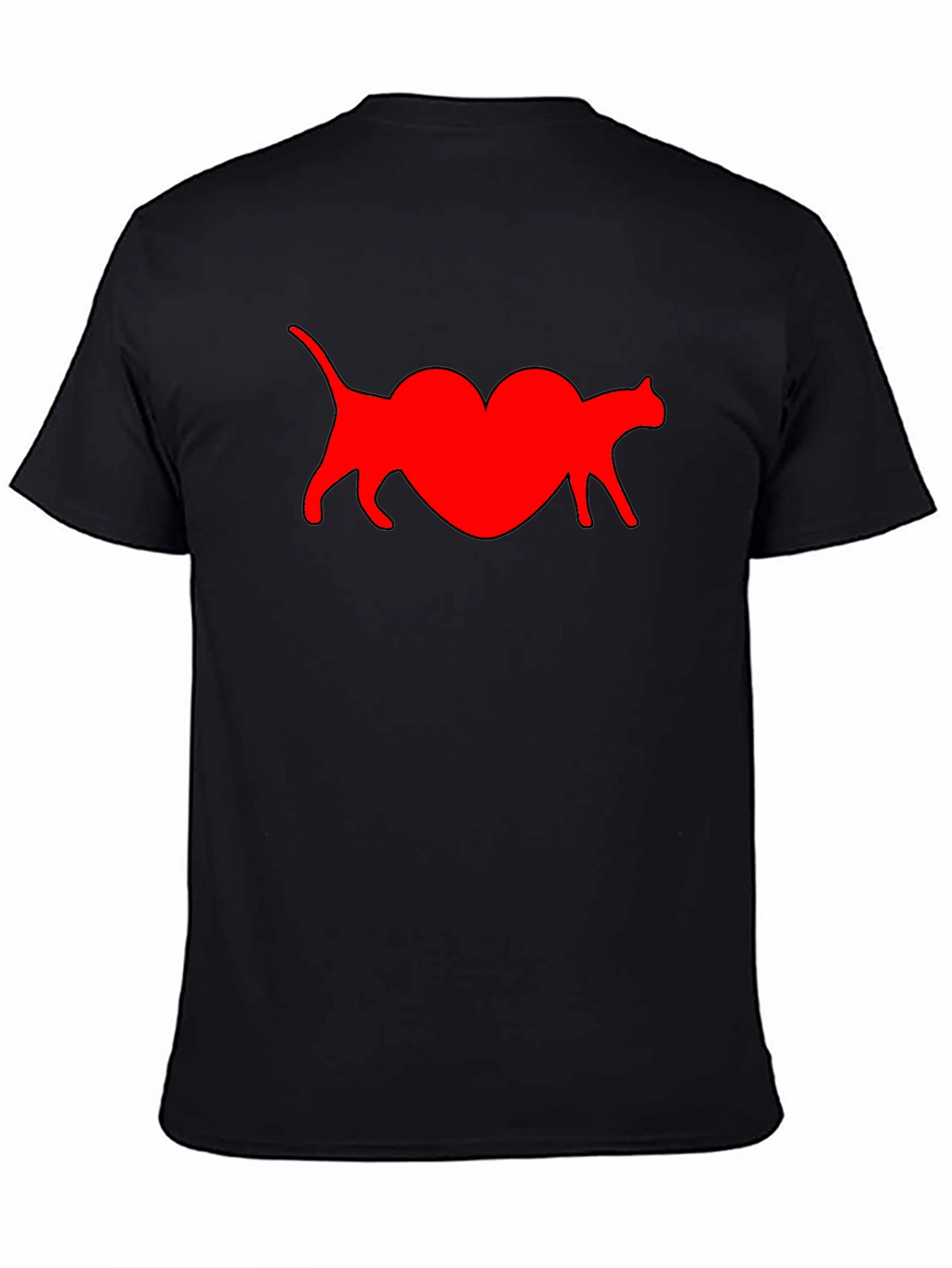 Cat Heart T-Shirt - Black
