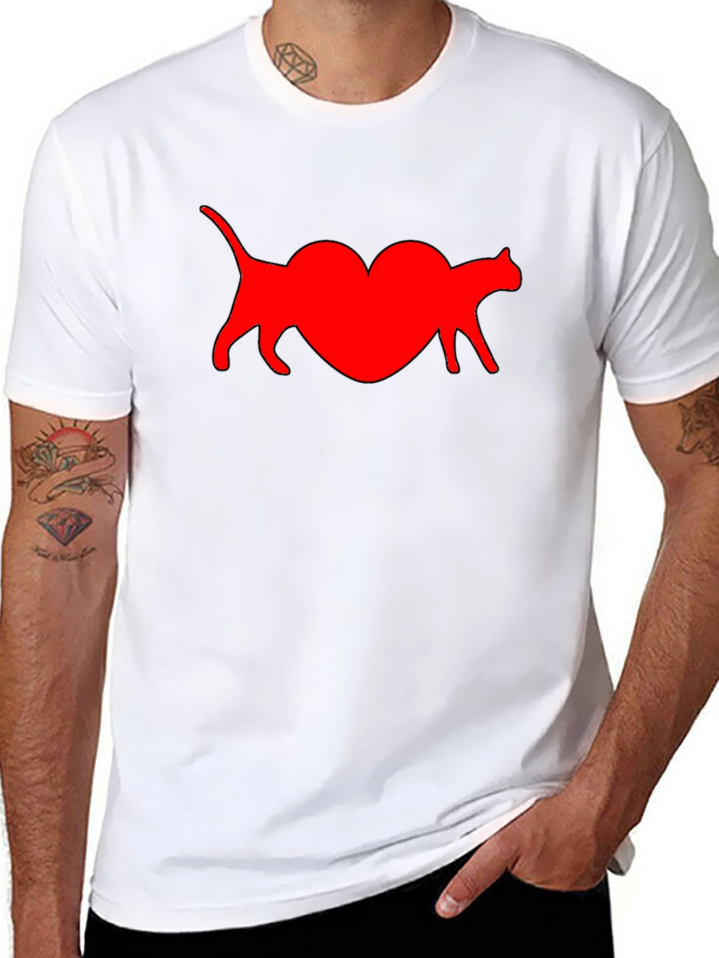 Cat Heart T-Shirt - Black