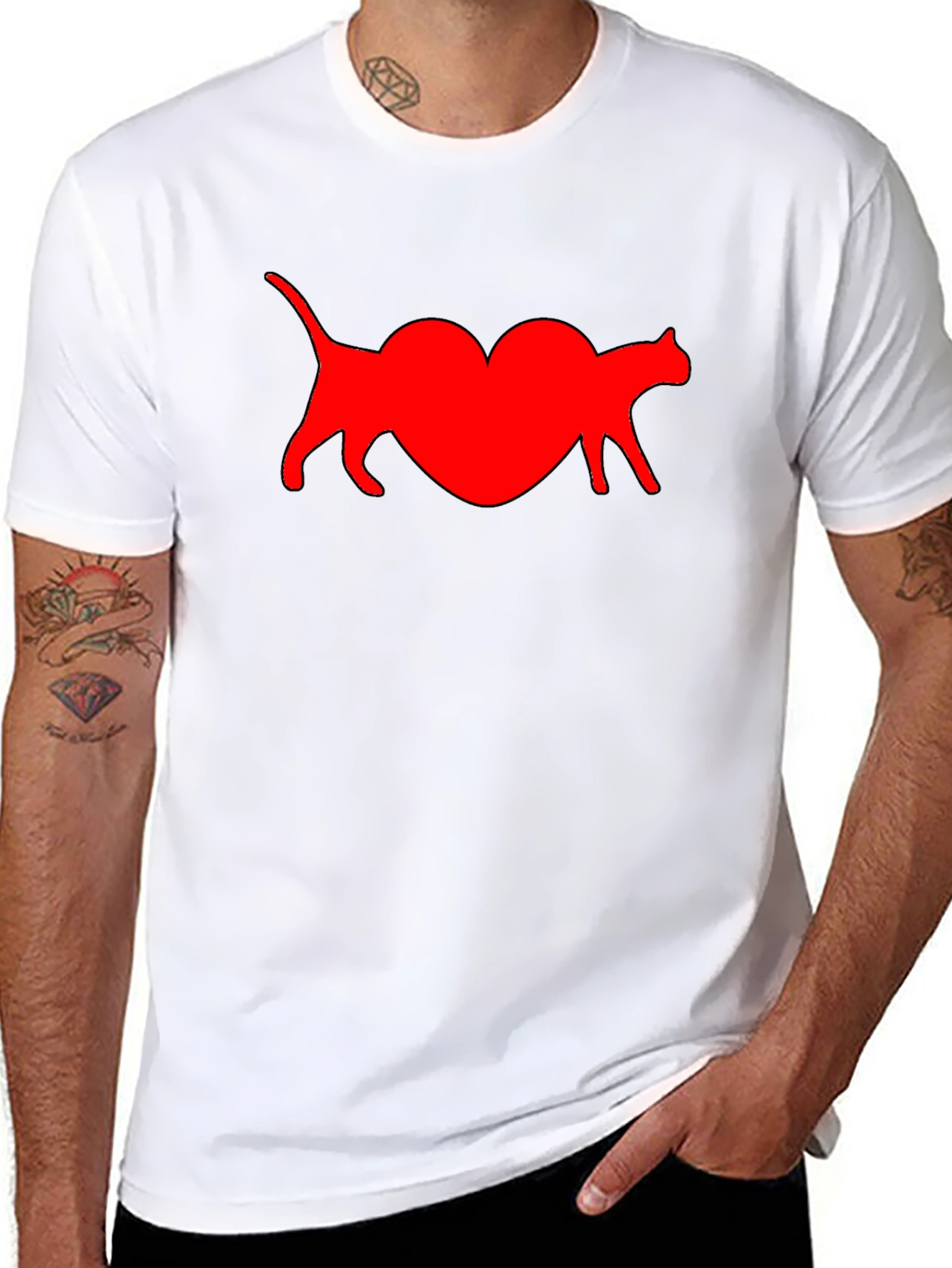 Cat Heart T-Shirt - Black