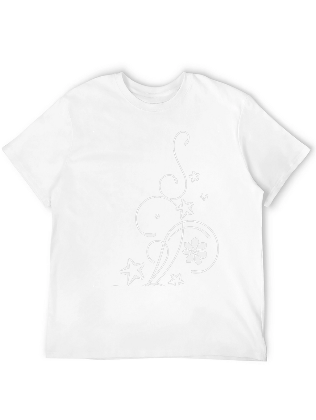 Elegant Floral Star Graphic Black T-Shirt
