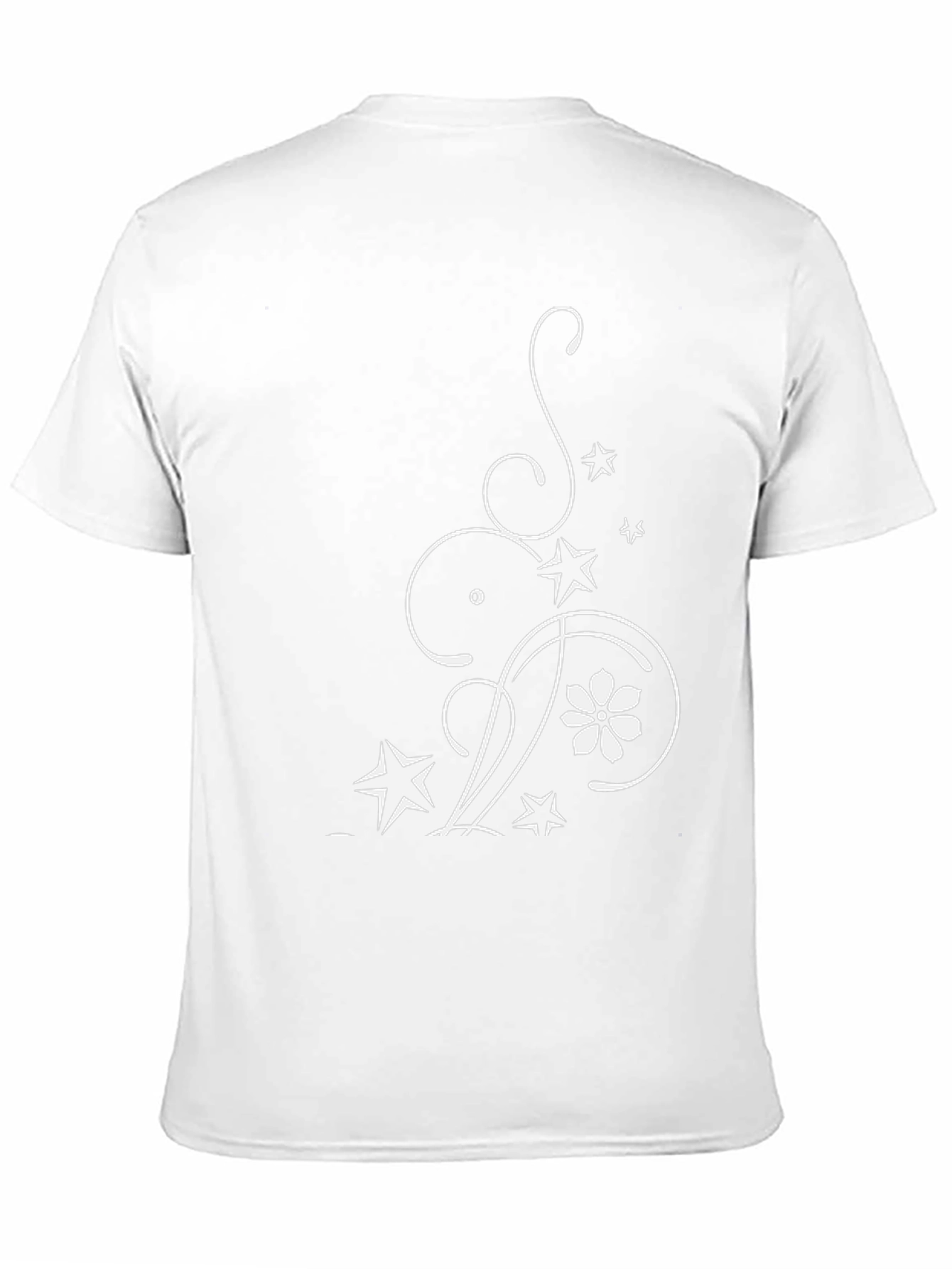 Elegant Floral Star Graphic Black T-Shirt