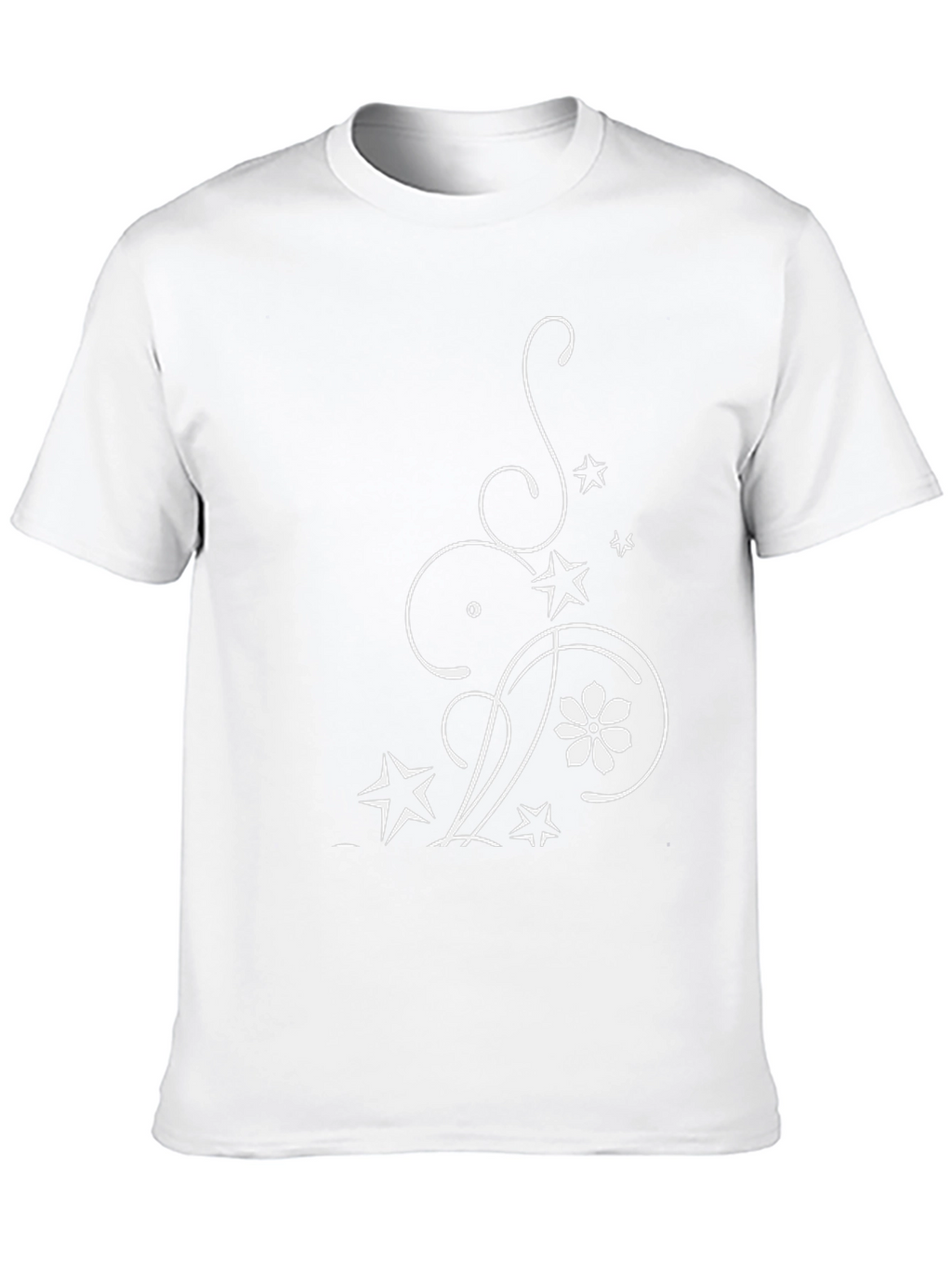 Elegant Floral Star Graphic Black T-Shirt