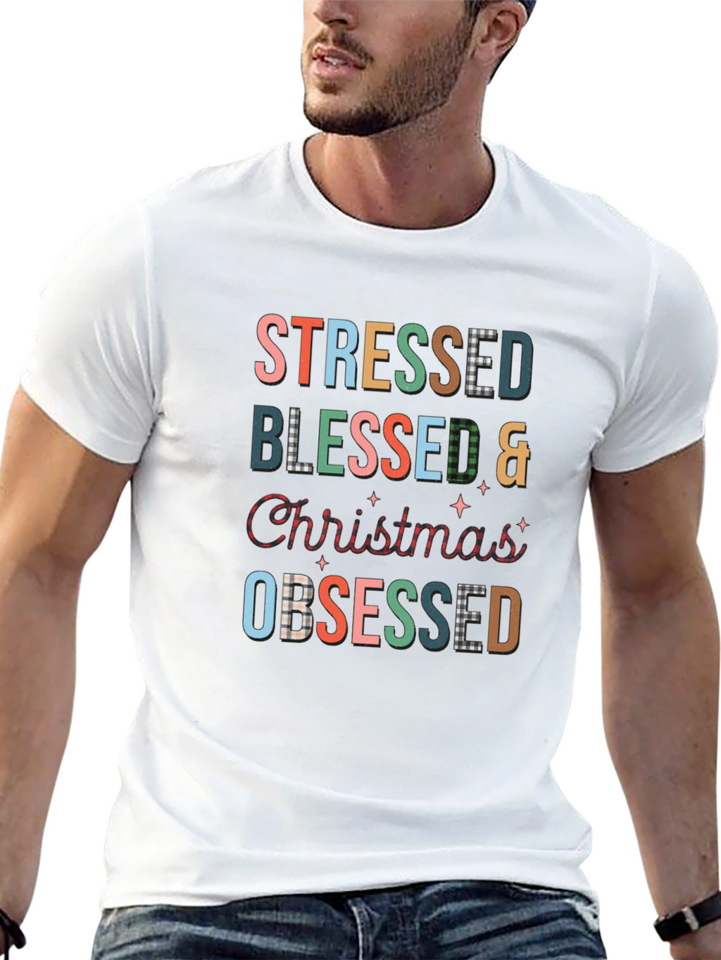 Stressed Blessed Christmas Obsessed T-Shirt