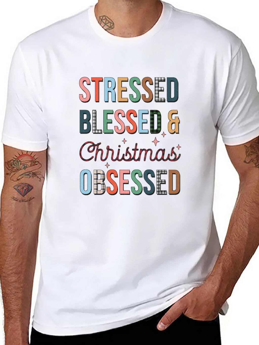 Stressed Blessed Christmas Obsessed T-Shirt