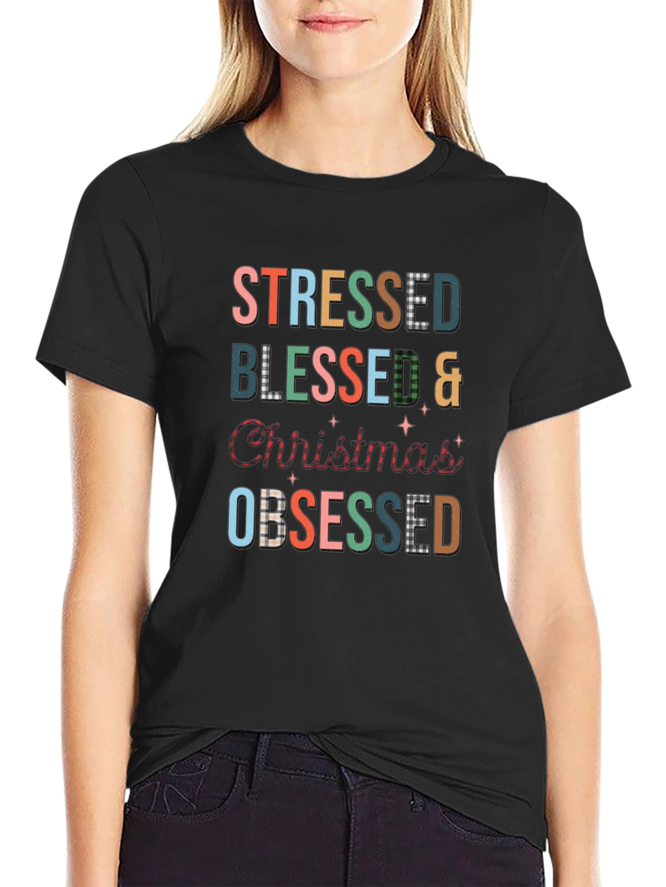 Stressed Blessed Christmas Obsessed T-Shirt