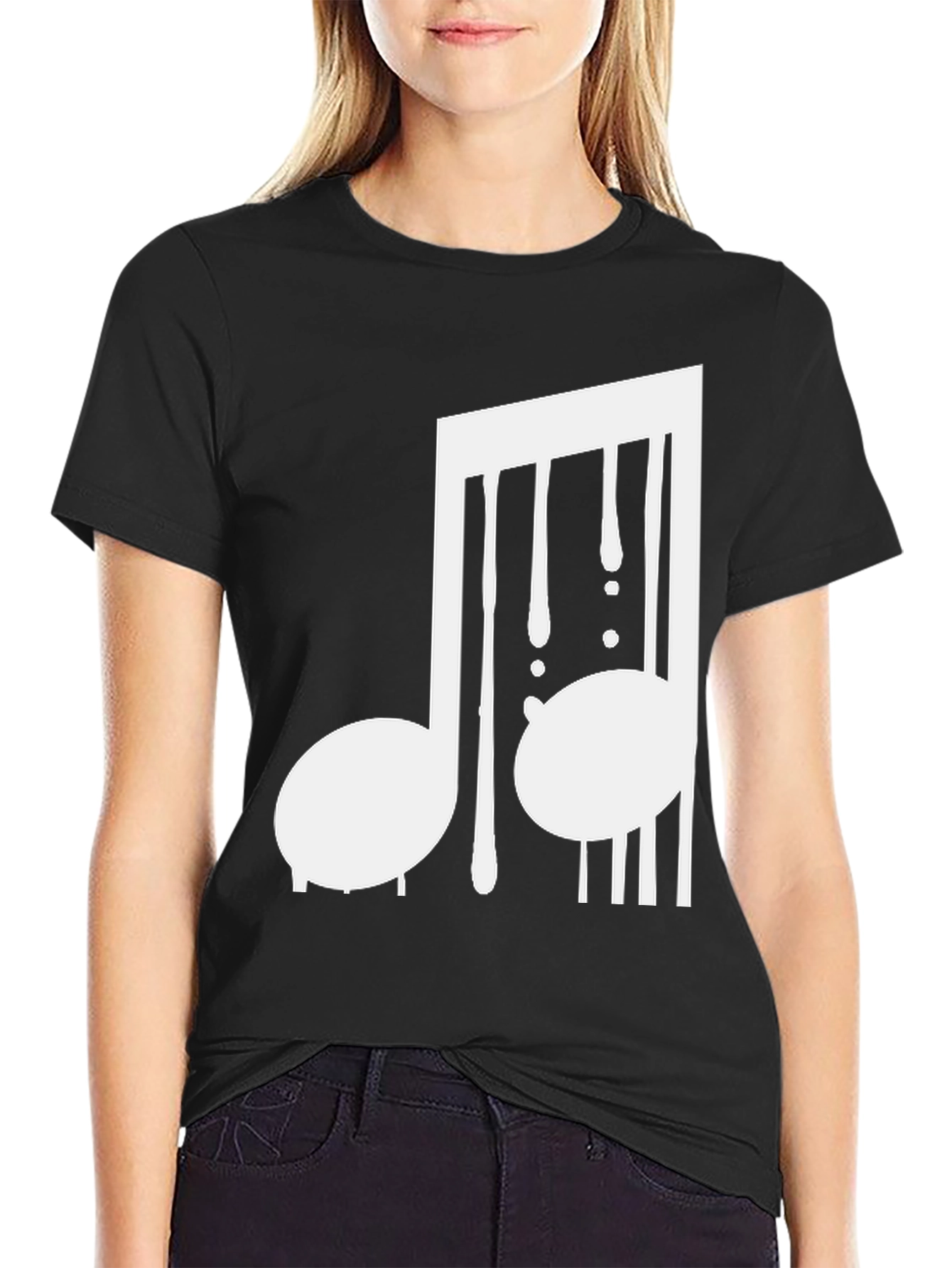 Black Music Note Graphic Tee