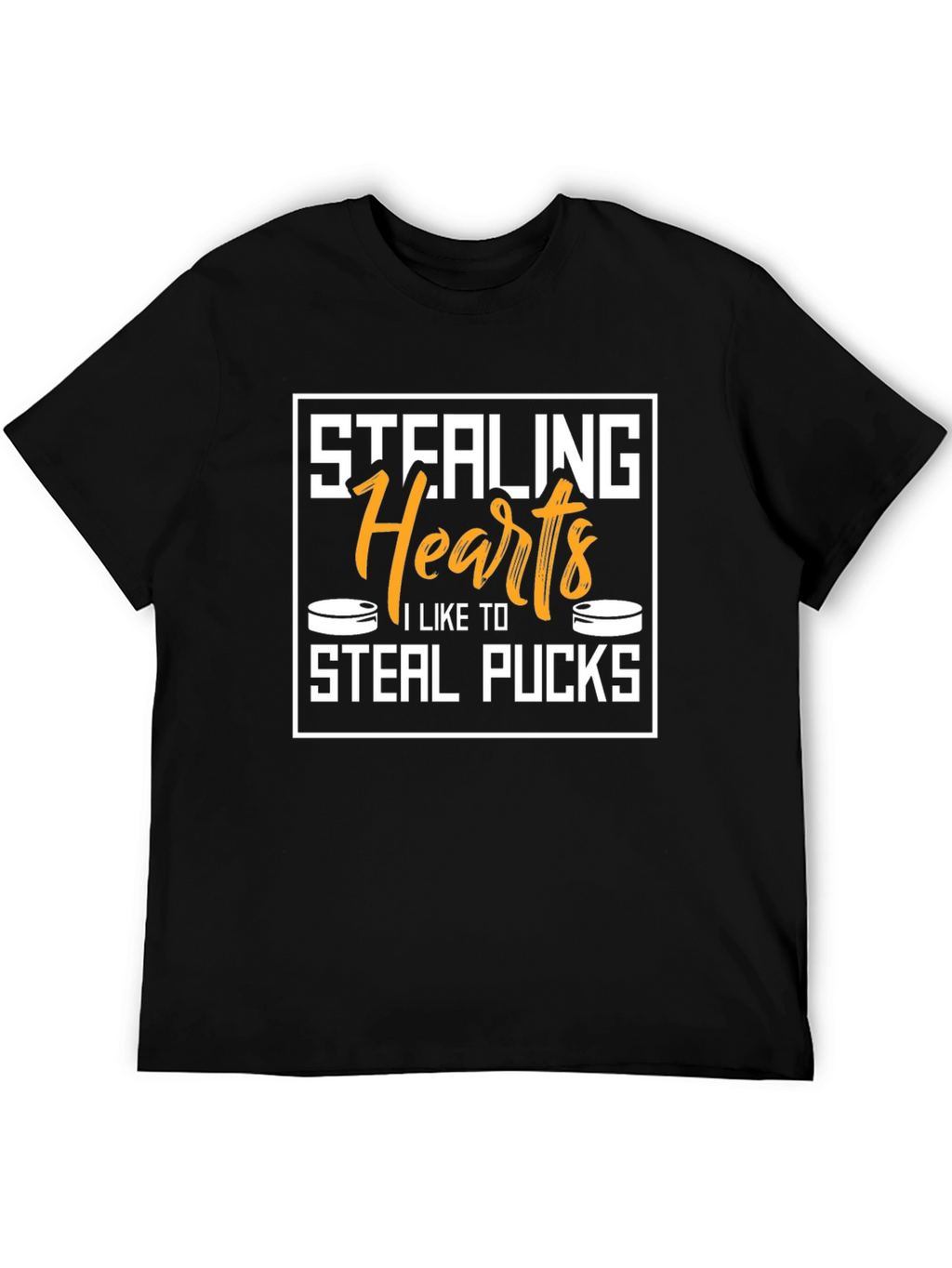 Stealing Hearts Steal Pucks Black Graphic Tee
