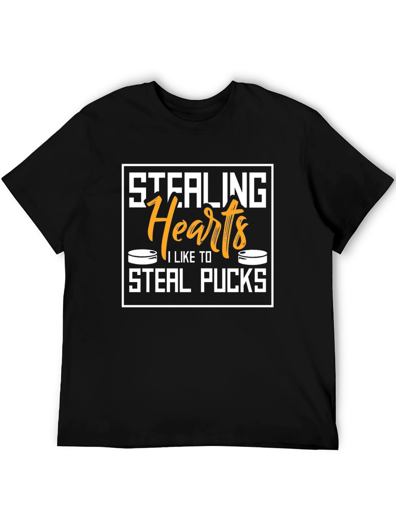 Stealing Hearts Steal Pucks Black Graphic Tee