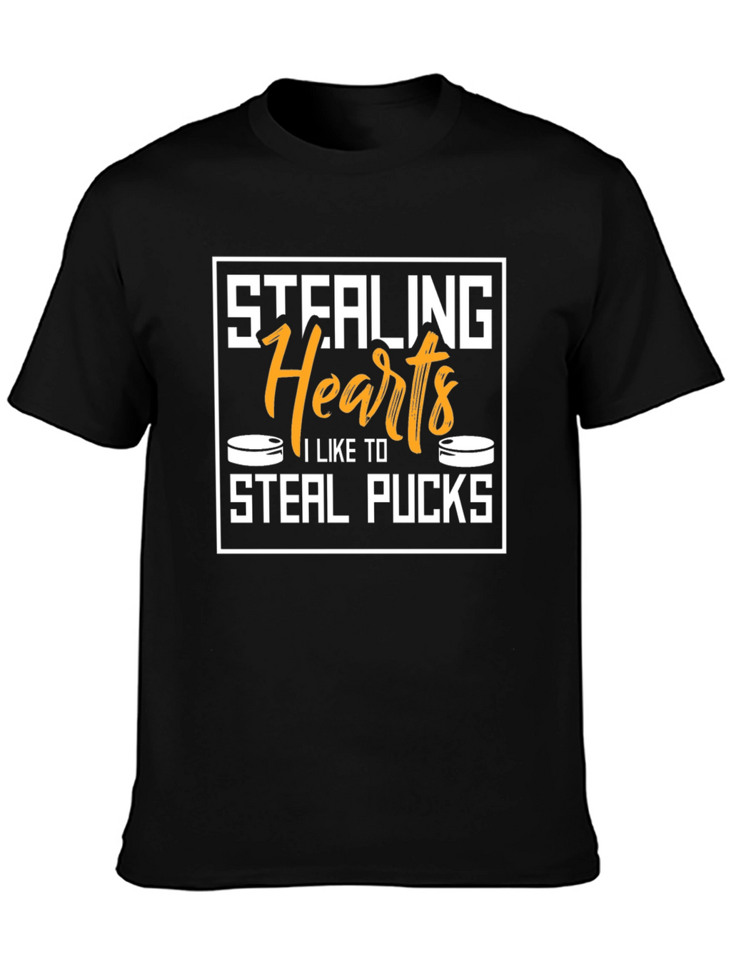 Stealing Hearts Steal Pucks Black Graphic Tee