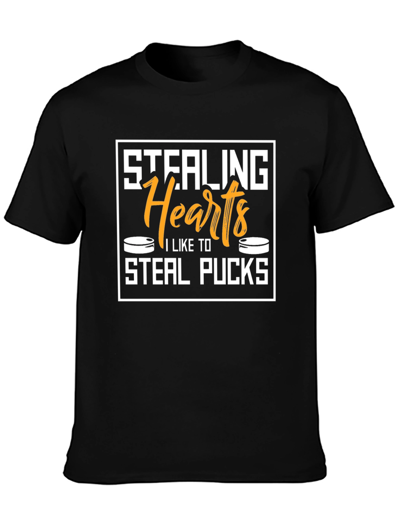 Stealing Hearts Steal Pucks Black Graphic Tee