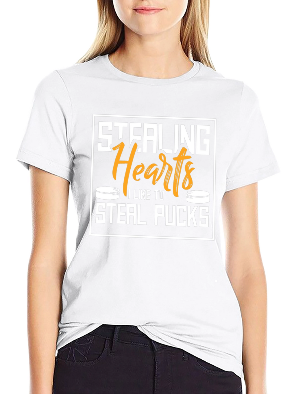 Stealing Hearts Steal Pucks Black Graphic Tee