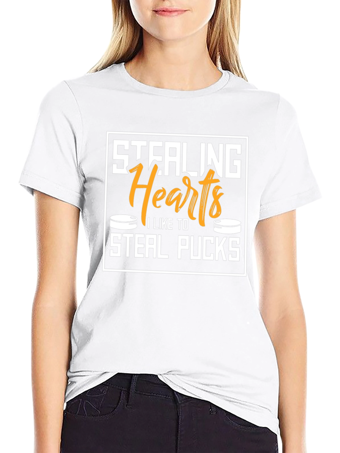 Stealing Hearts Steal Pucks Black Graphic Tee