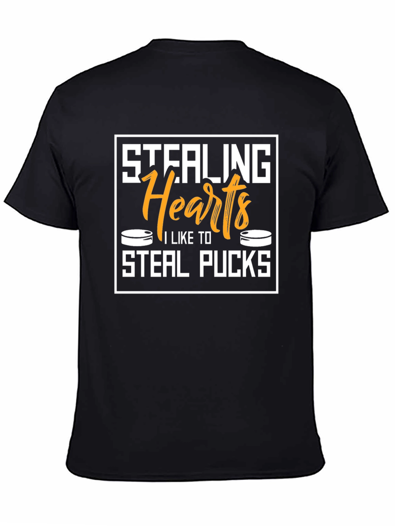Stealing Hearts Steal Pucks Black Graphic Tee