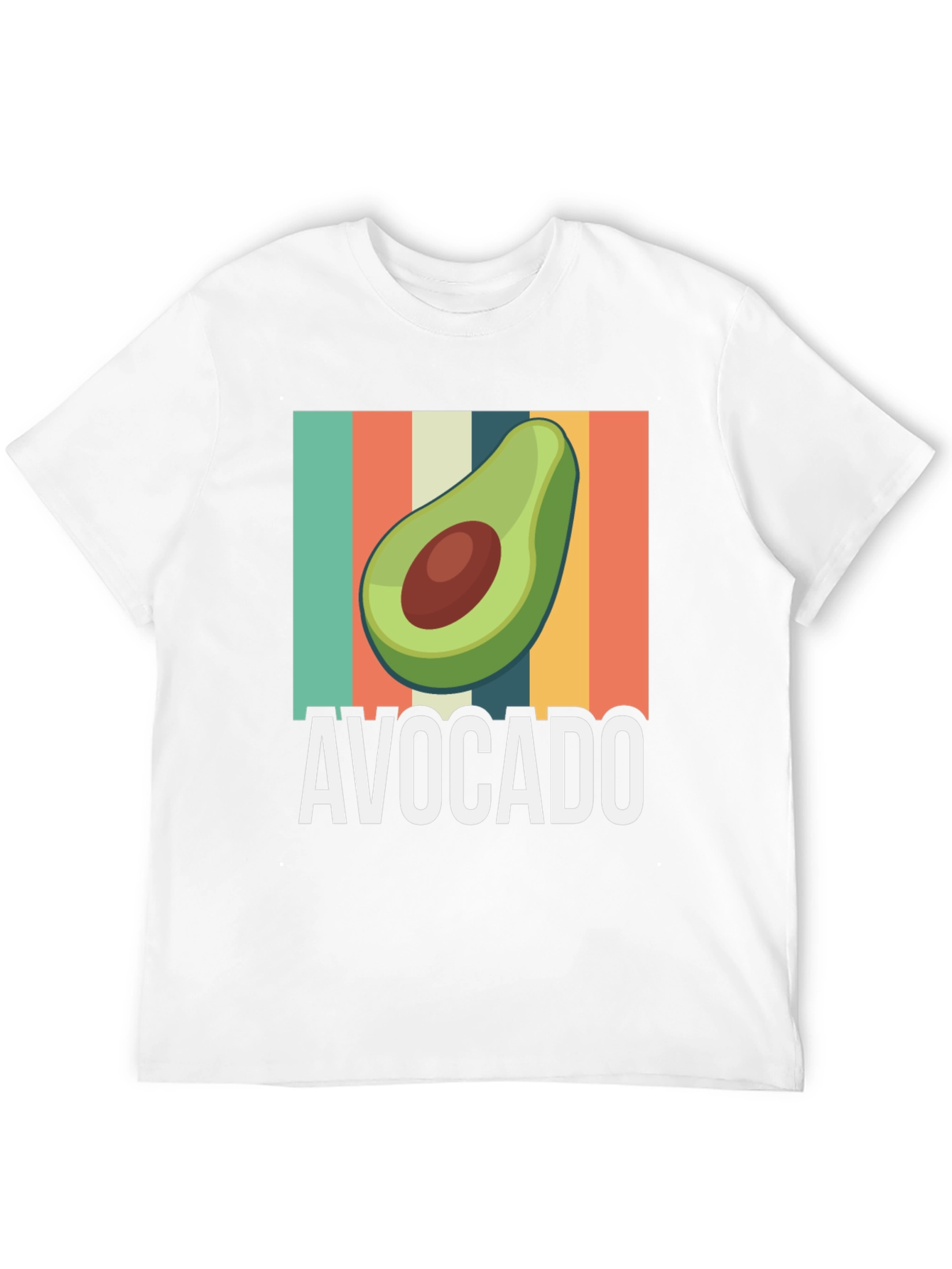 Avocado Graphic Tee - Retro Striped Design