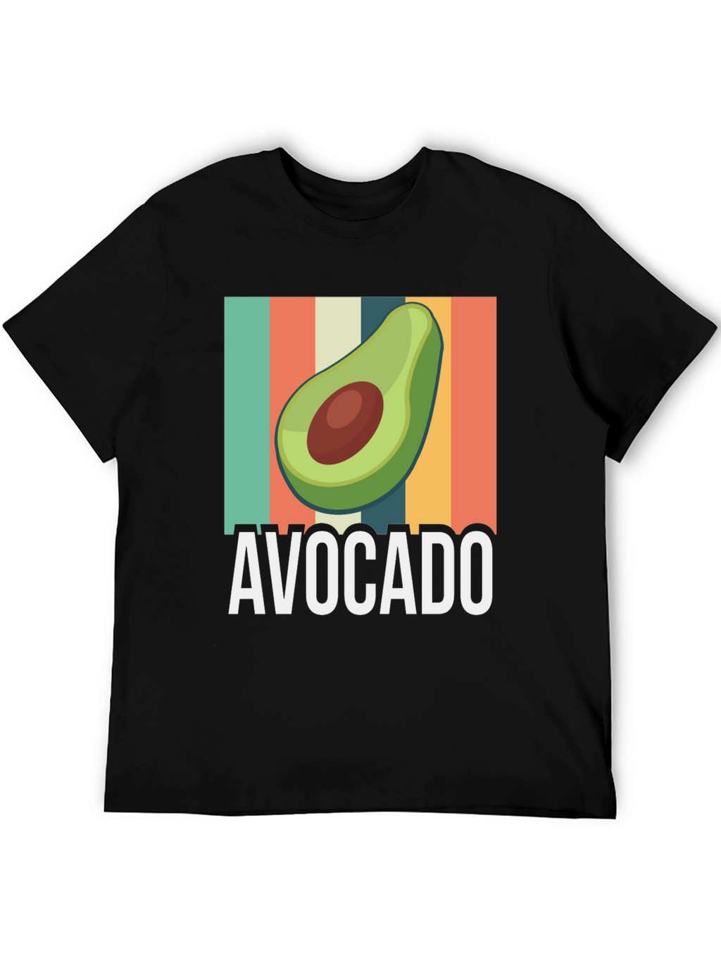 Avocado Graphic Tee - Retro Striped Design