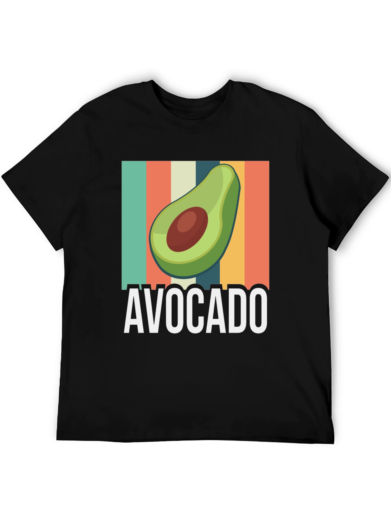 Avocado Graphic Tee - Retro Striped Design