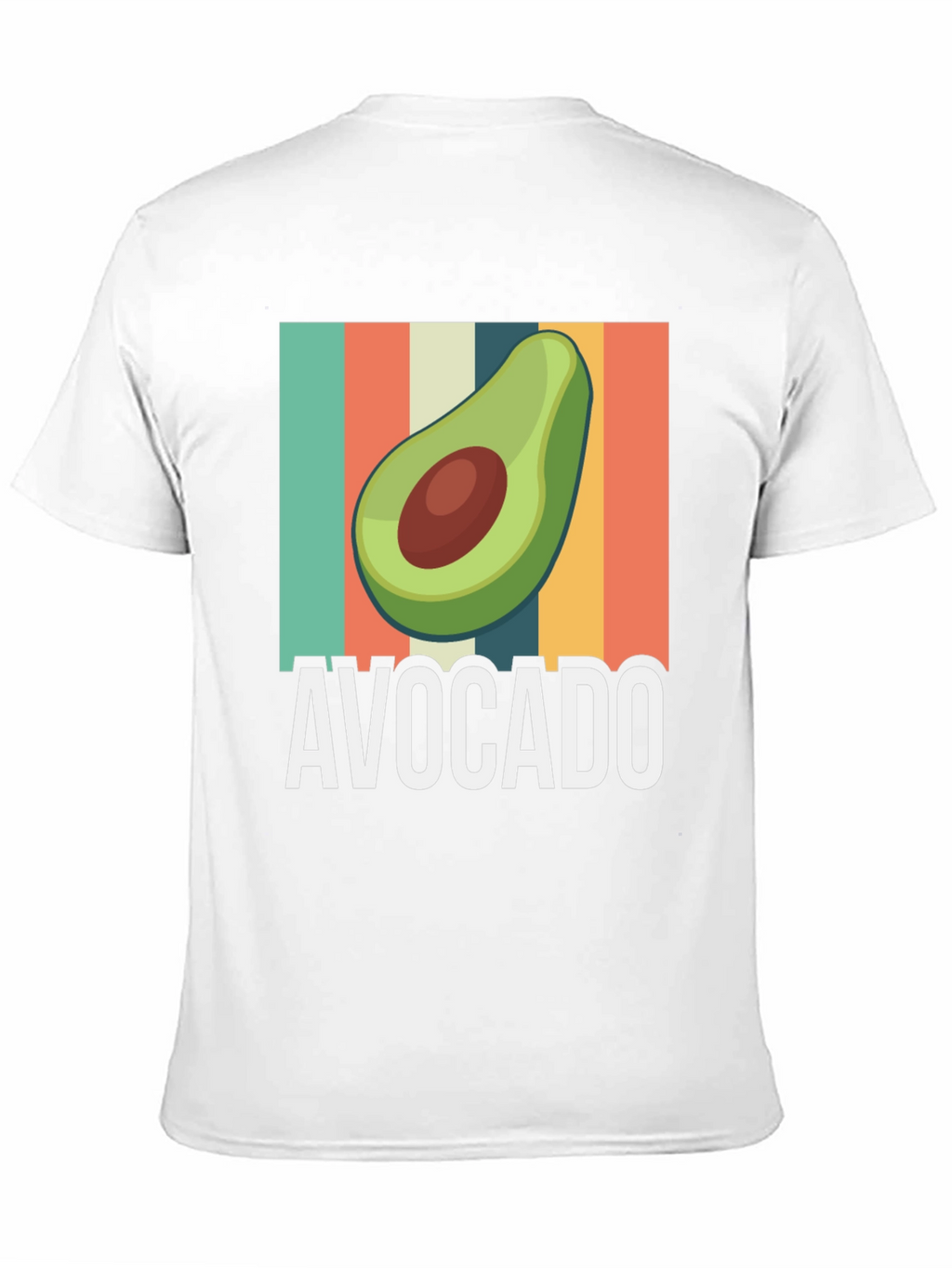 Avocado Graphic Tee - Retro Striped Design