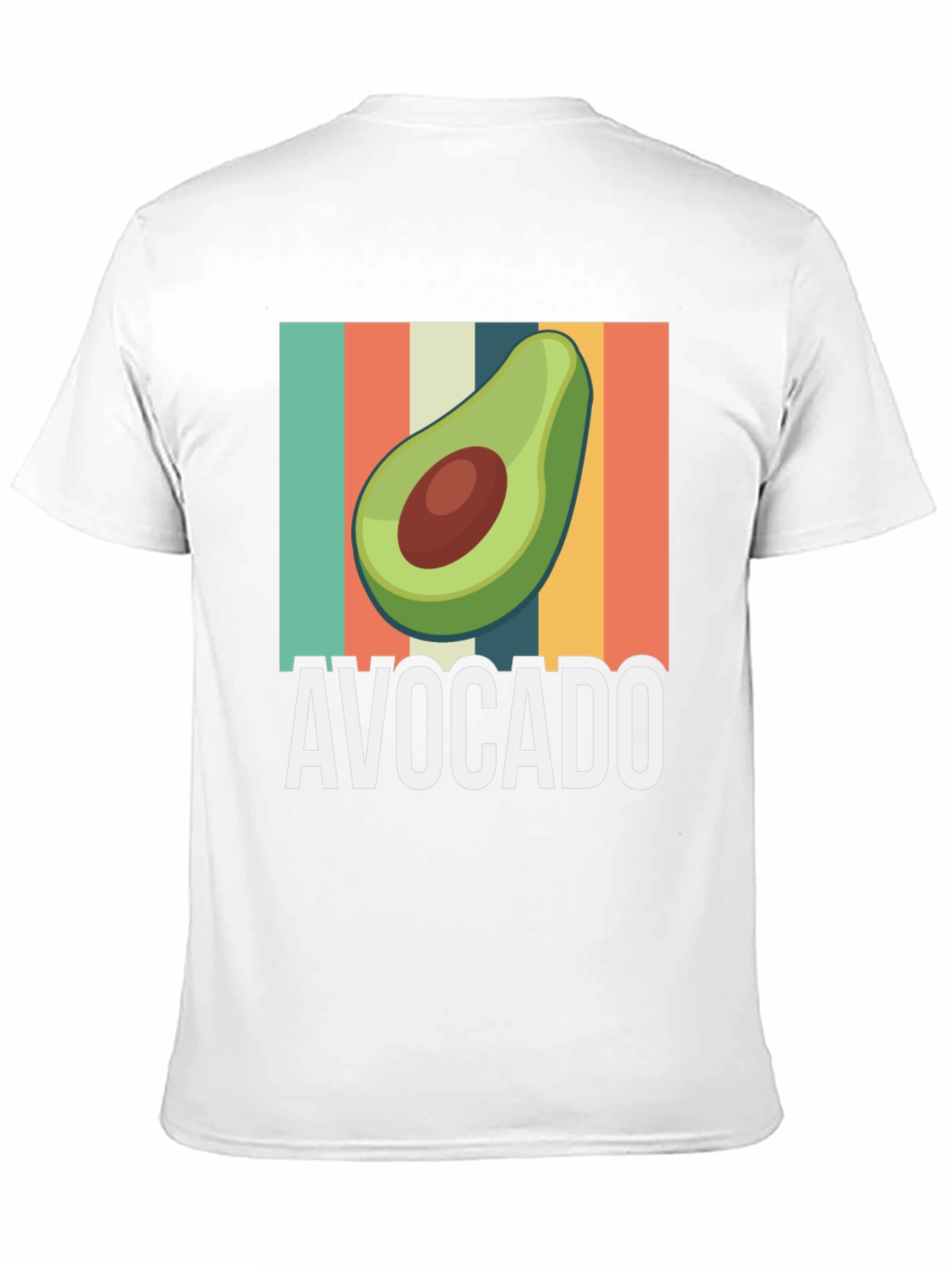Avocado Graphic Tee - Retro Striped Design
