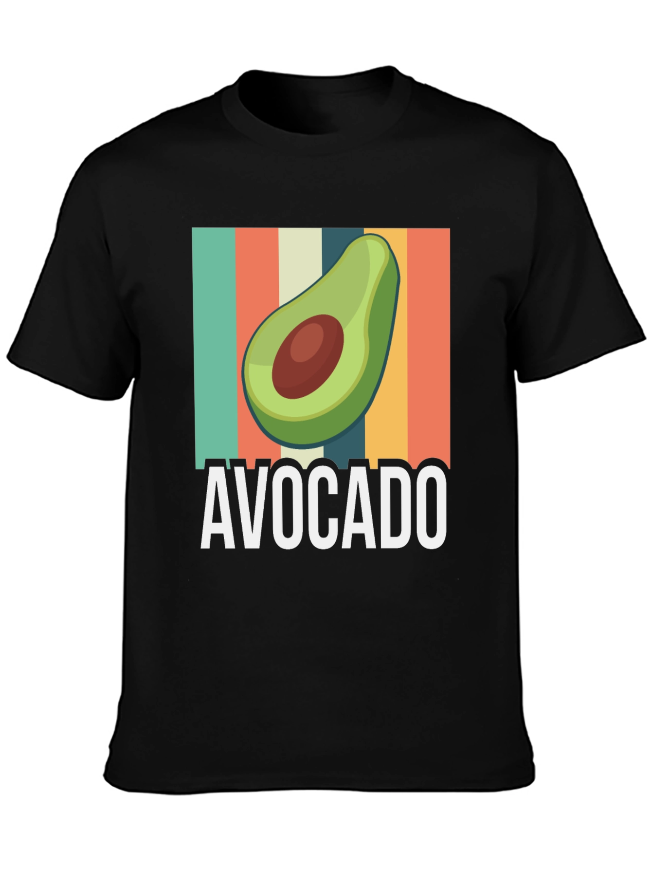 Avocado Graphic Tee - Retro Striped Design