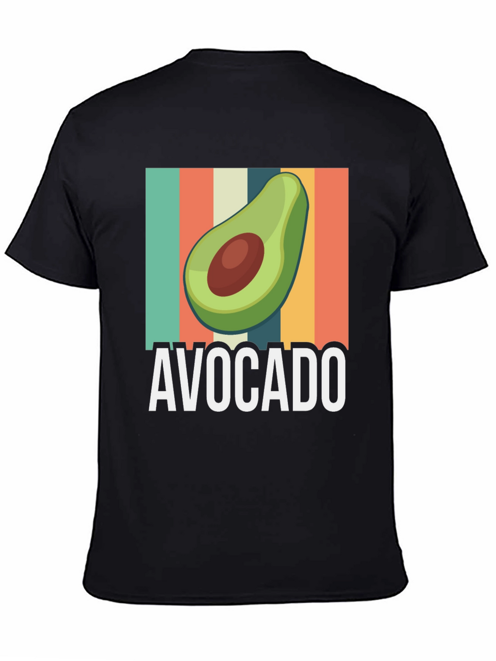 Avocado Graphic Tee - Retro Striped Design