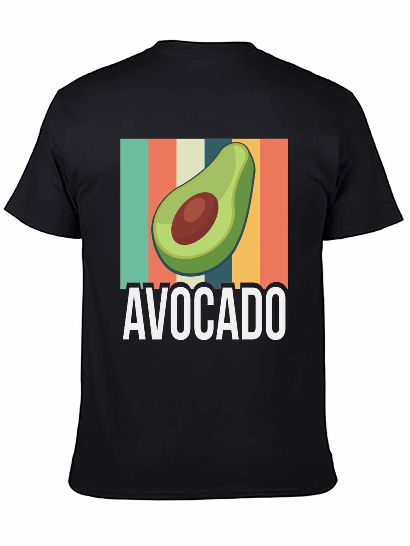 Avocado Graphic Tee - Retro Striped Design