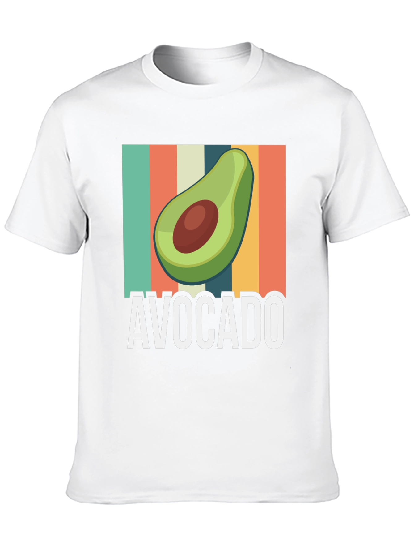 Avocado Graphic Tee - Retro Striped Design