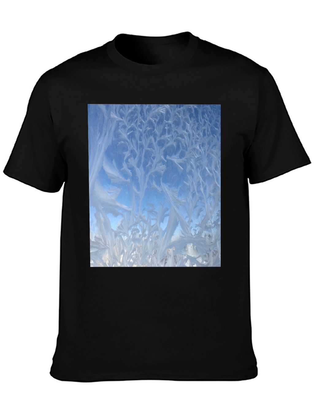 Winter Window Frost Print T-Shirt - Black