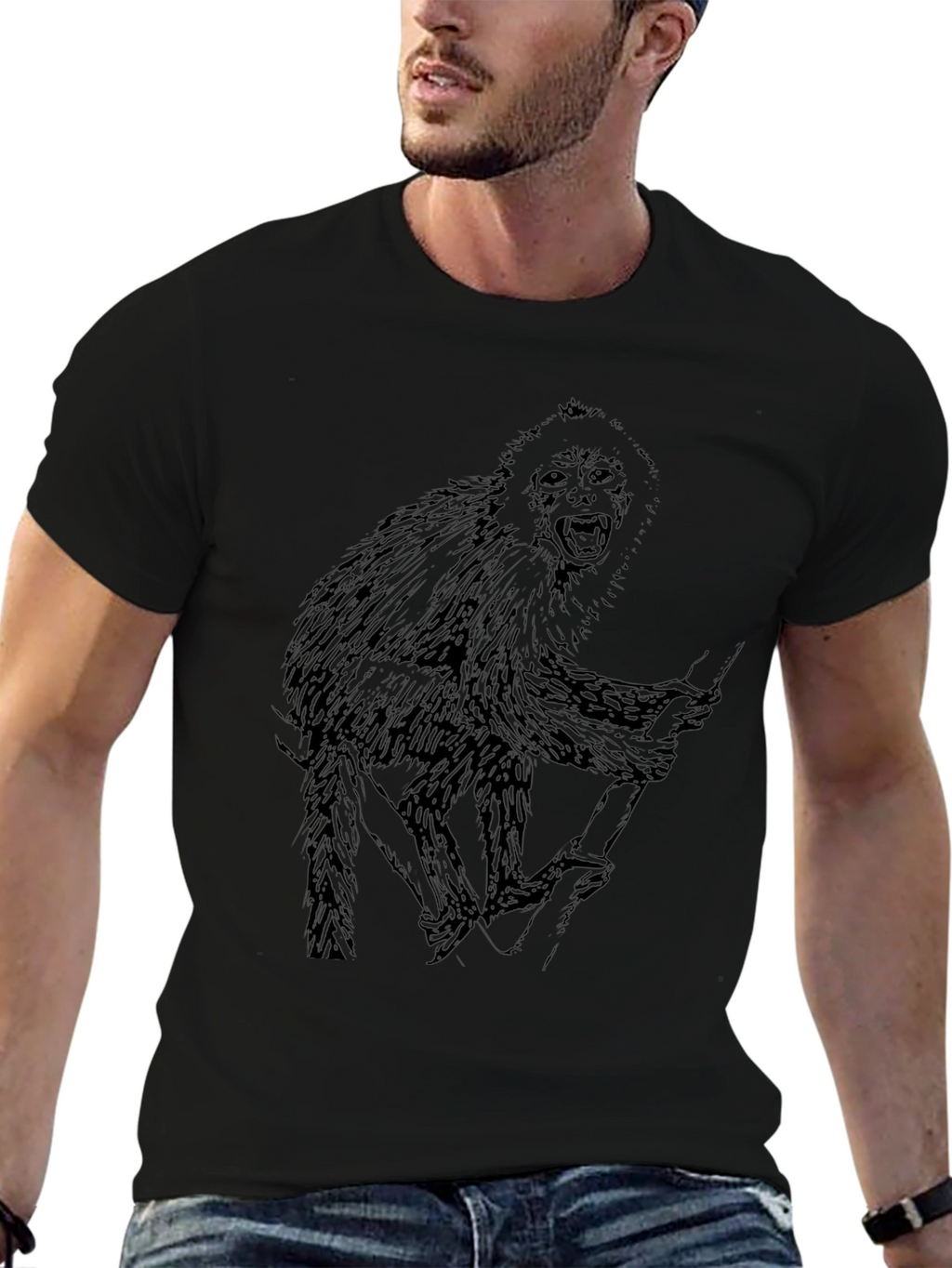 Monkey Graphic Black T-Shirt