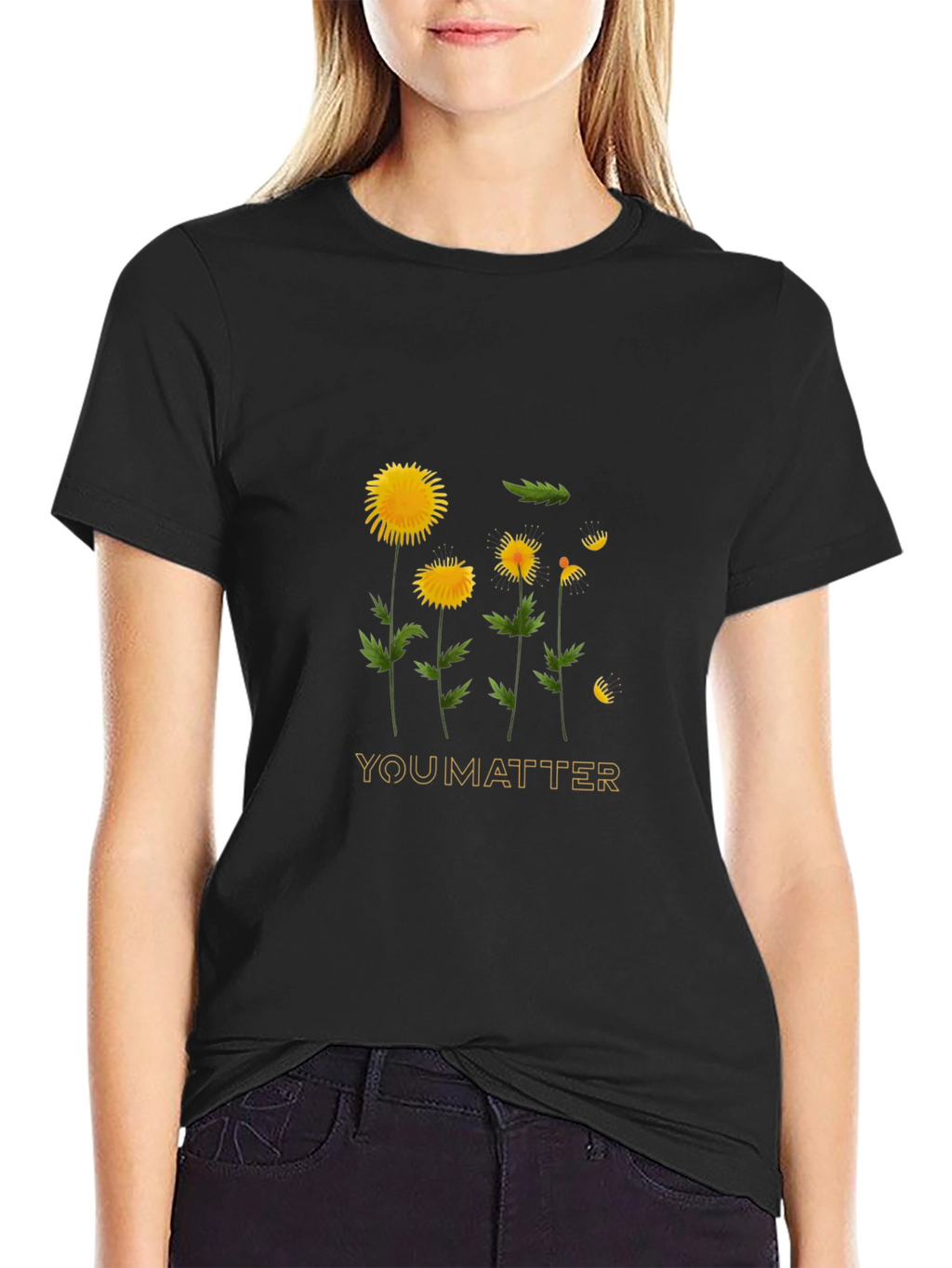 You Matter Dandelion Graphic Black T-Shirt