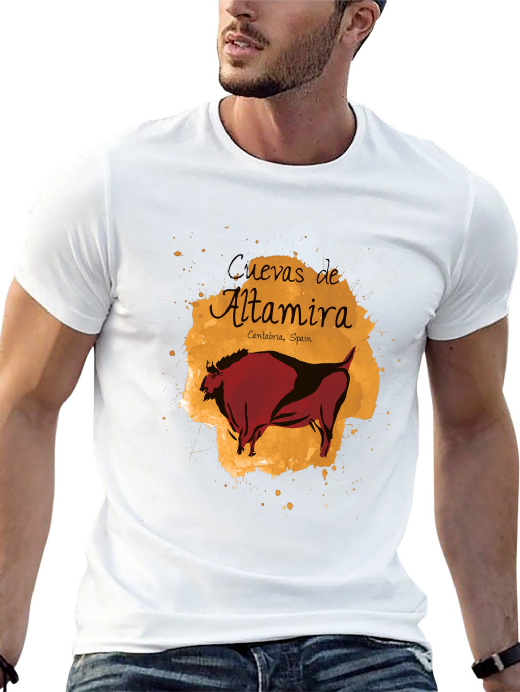 Altamira Caves Bison Graphic Tee - Artistic Black T-Shirt