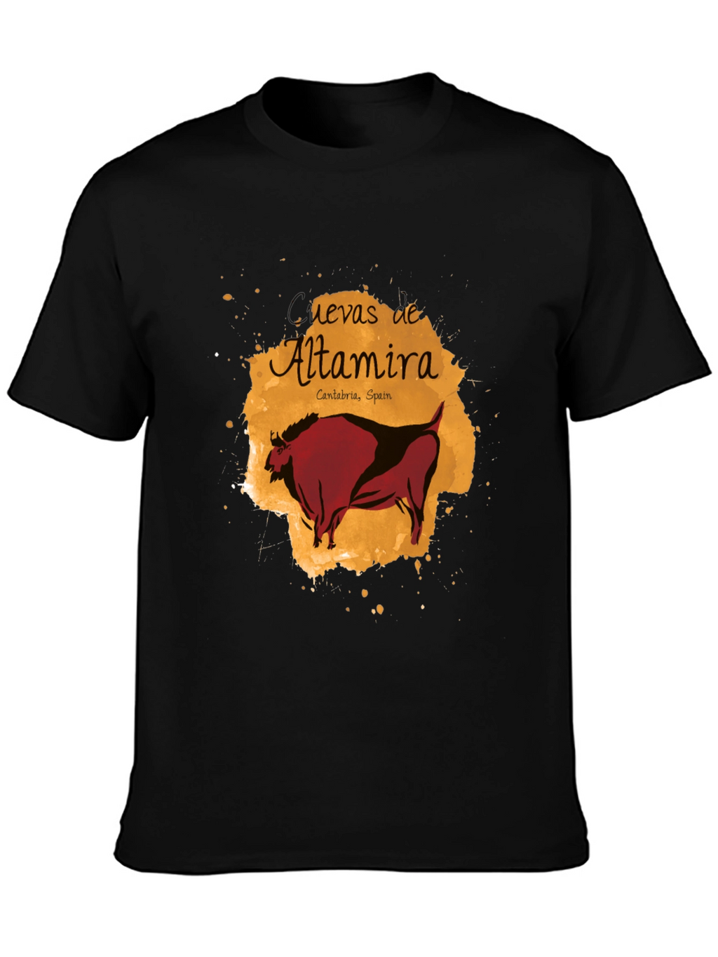 Altamira Caves Bison Graphic Tee - Artistic Black T-Shirt