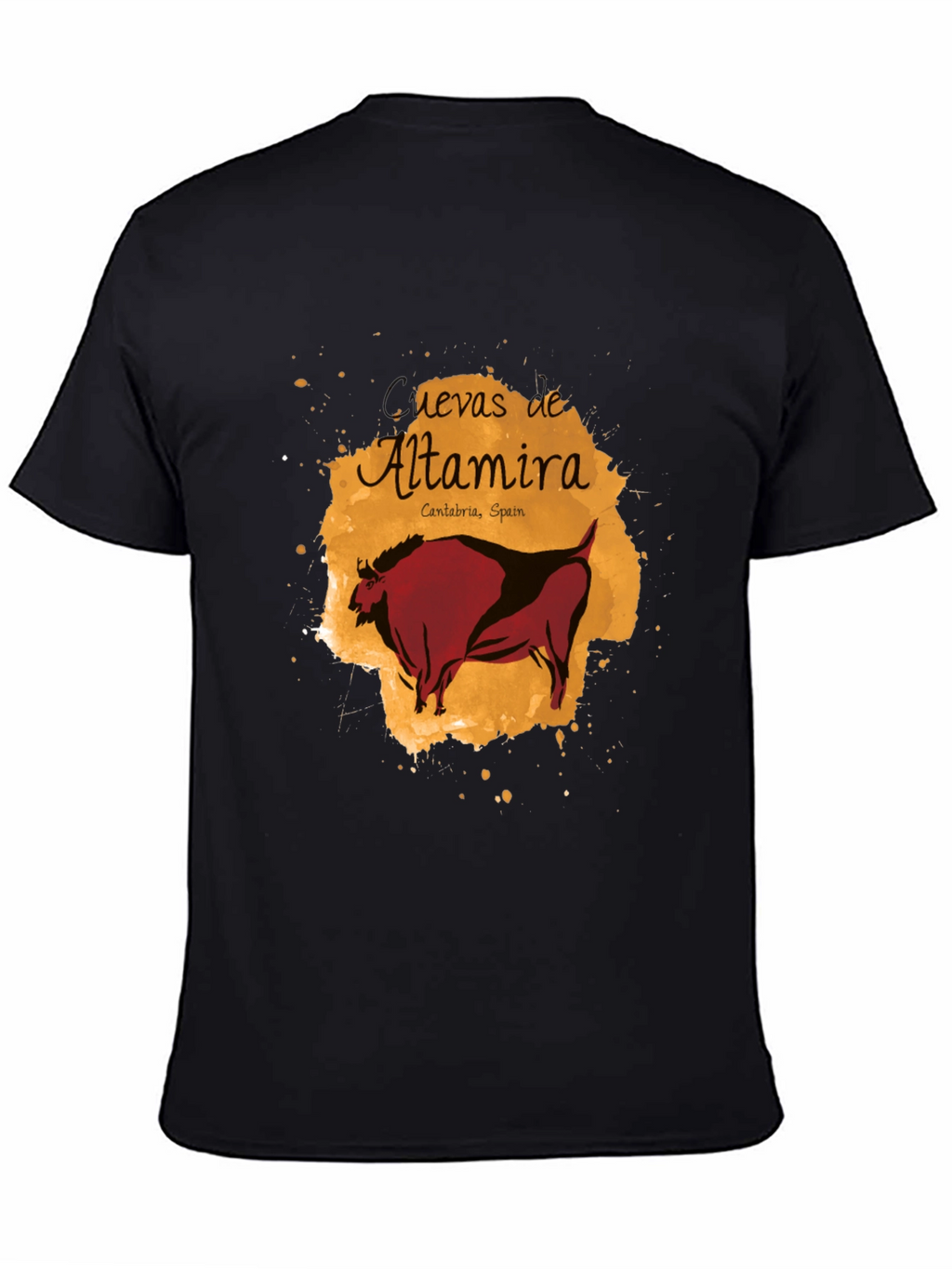 Altamira Caves Bison Graphic Tee - Artistic Black T-Shirt