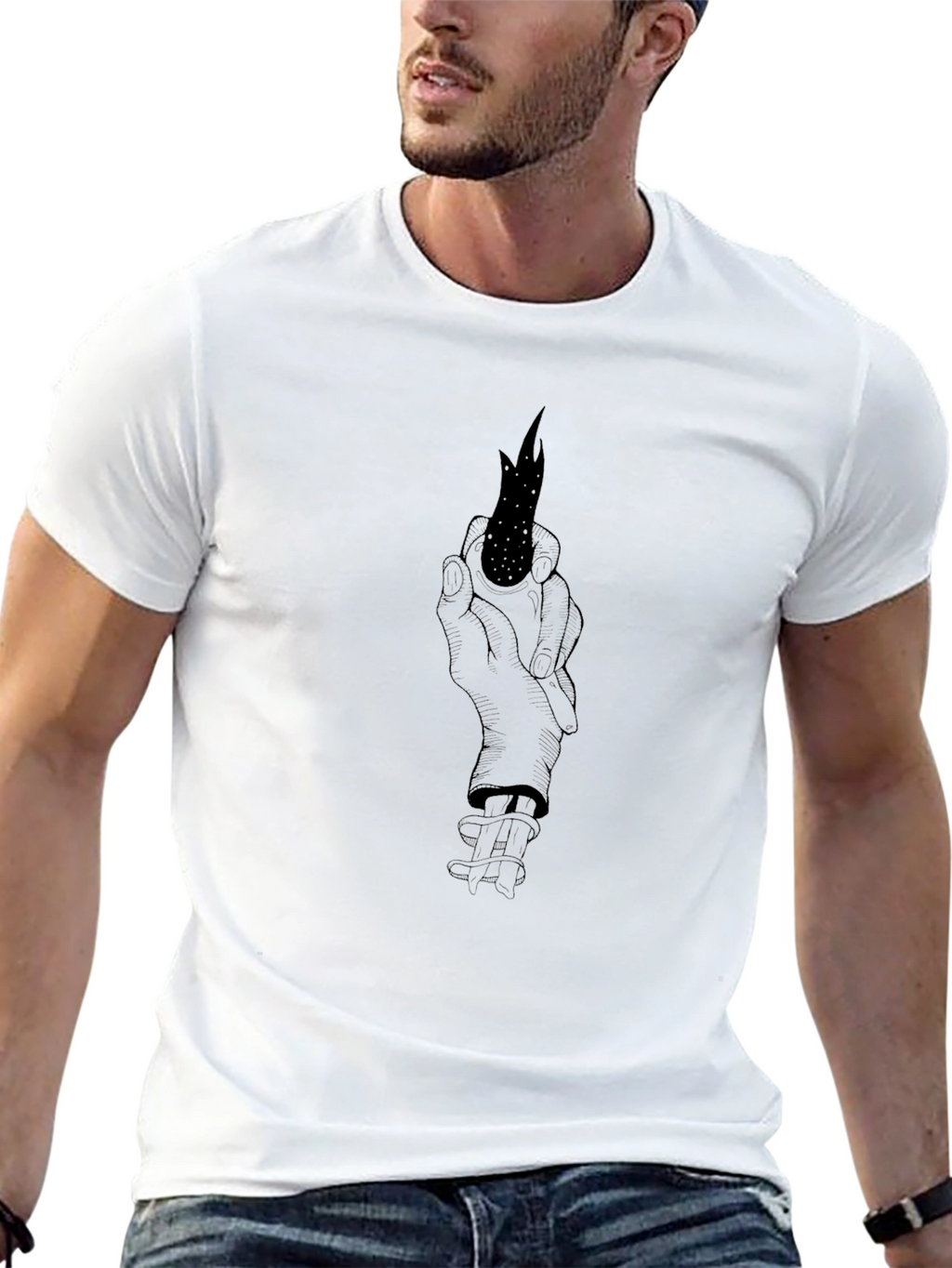 Dark Arts T-Shirt - Hand Holding Flame Design