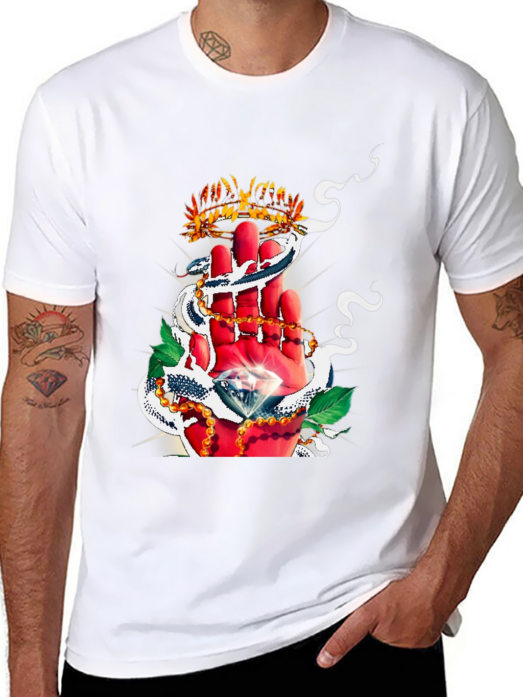 Crown & Diamond Graphic Print Black T-Shirt